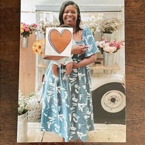 A new day dress woman’s  Blue White abstract Back out Tie maxi Dress Size XL